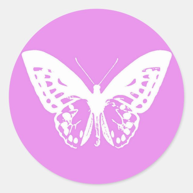 Adesivo Redondo Esboço da borboleta, orquídea e branco (Frente)