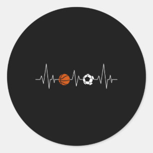 Adesivo Redondo Esboço de Futebol Coração Batendo Esporte Divertid