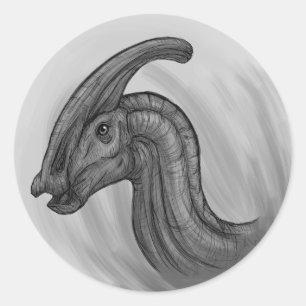 Adesivo Redondo Esboço de Parasaurolophus