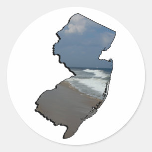 Adesivo Redondo Esboço do estado da costa de New-jersey