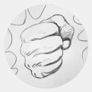 Adesivo Redondo Esboço do Lápis de Esmagamento de pop Art