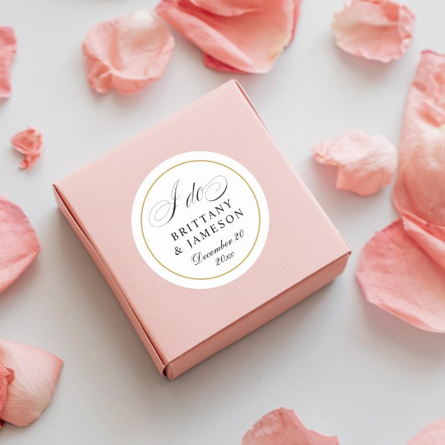 Adesivo Redondo Esboço Elegante Eu Faço Vinheta De Casamento (Criador carregado)