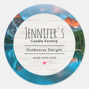 Adesivo Redondo Escala de Fotografia de Montanha Cênica e Paisagem