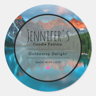 Adesivo Redondo Escala de Fotografia de Montanha Cênica e Paisagem