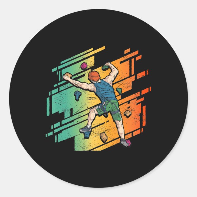 Adesivo Redondo Escala De Montanha Retro-Rock Subindo (Frente)