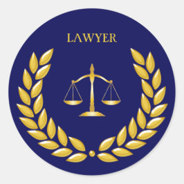 Adesivo Redondo Escala de Ouro da Justiça Advogado em Azul