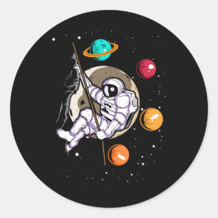 Adesivo Redondo Escalada Astronauta Espaço Exterior Cosmonauta