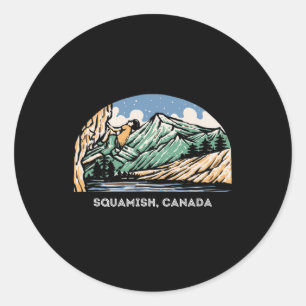 Adesivo Redondo Escalada em rocha vintage Squamish, Canadá Boulder