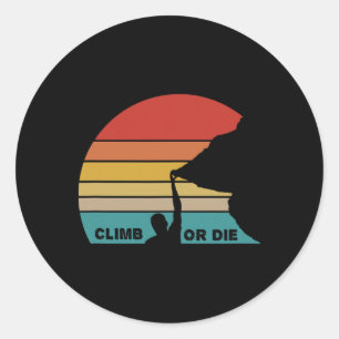 Adesivo Redondo Escalada ou Morte - Retro - Montanha de Rocha para