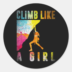 Adesivo Redondo Escalador de Rocha Bouldering Mulheres Meninas Cri