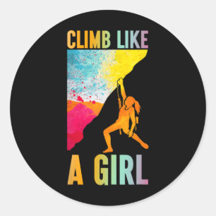Adesivo Redondo Escaladora Como Uma Menina Escalada Montanhismo Ca