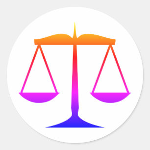Adesivo Redondo Escalas de Justiça (Lei) Gradiente do Arco-Íris