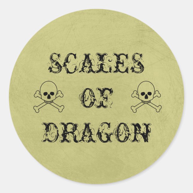 Adesivo Redondo Escalas De Rótulos De Poção De Halloween De Dragão (Frente)