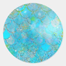 Adesivo Redondo Escamas de sereia brilhantes pérola iridescente bo