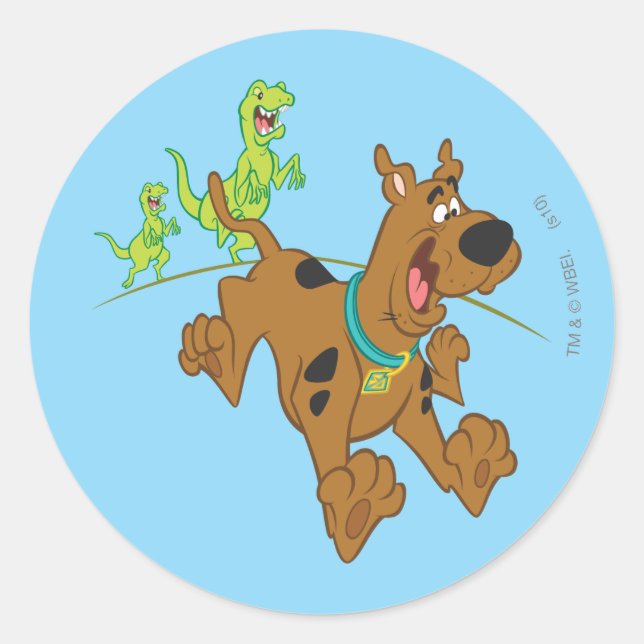 Adesivo Redondo Escape do dinossauro Scooby-Doo (Frente)