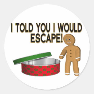 Adesivo Redondo Escape do homem de pão-de-espécie do biscoito