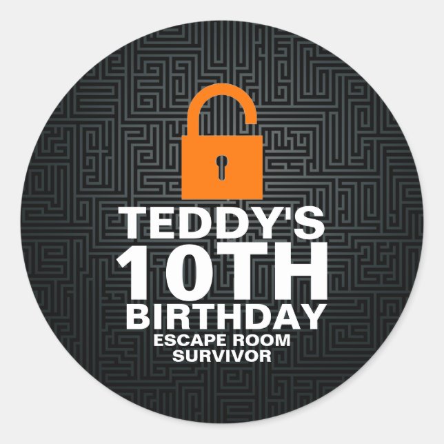 Adesivo Redondo Escape Room Murder Mistério Festa de aniversário d (Frente)