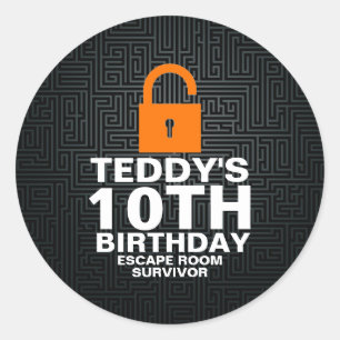 Adesivo Redondo Escape Room Murder Mistério Festa de aniversário d