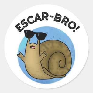 Adesivo Redondo Escar-bro Funny French Escargot Snail Pun