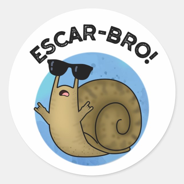 Adesivo Redondo Escar-bro Funny French Escargot Snail Pun (Frente)