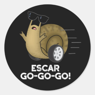 Adesivo Redondo Escar-go-go Engraçado Caracol Francês Escuro BG