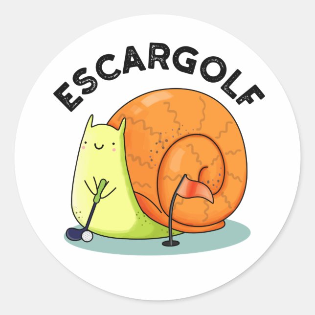 Adesivo Redondo Escar-Golf Funny Escargot Snail Pun (Frente)