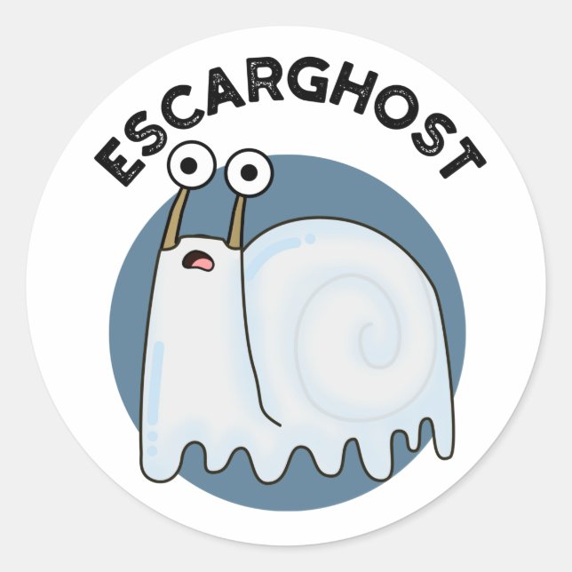 Adesivo Redondo Escarghost Funny French Ghost Snail Pun (Frente)