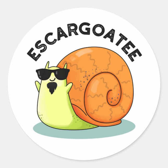 Adesivo Redondo Escargoatee Funny Snail Escargot Pun (Frente)