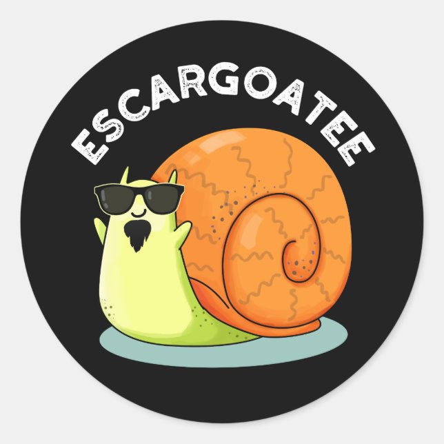 Adesivo Redondo Escargoatee Funny Snail Escargot Pun Dark BG (Frente)
