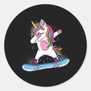 Adesivo Redondo Escoamento de Esqui de Snowboard do Unicórnio Boni