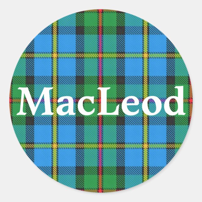 Adesivo Redondo Escocês Clan MacLeod da Xadrez Harris Tartan (Frente)