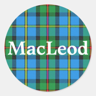 Adesivo Redondo Escocês Clan MacLeod da Xadrez Harris Tartan