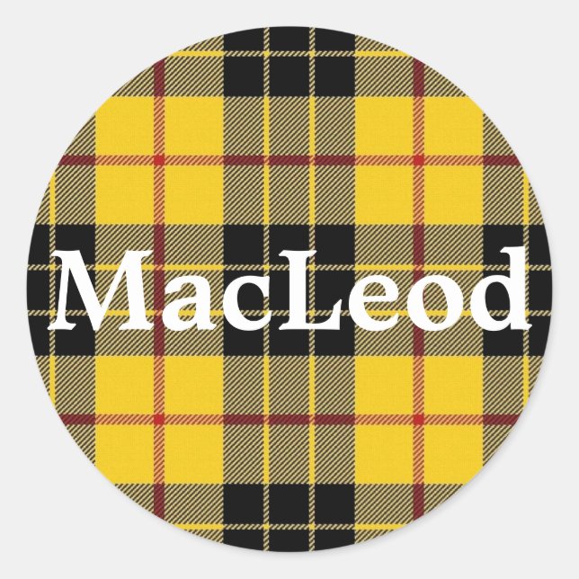 Adesivo Redondo Escocês Clan MacLeod da Xadrez Lewis Tartan (Frente)