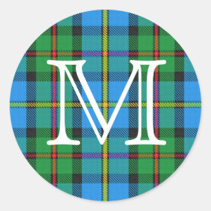 Adesivo Redondo Escocês Clan MacLeod de Harris Tartan Monogram