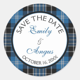 Adesivo Redondo Escocês Clarke Clark Tartan Weding a Date