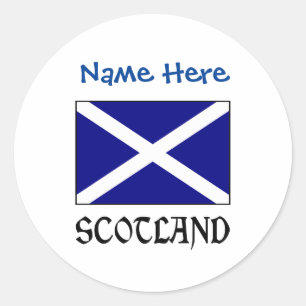 Adesivo Redondo Escócia e Scot Flag Personalização Azul