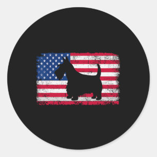 Adesivo Redondo Escócia Terrier Dog 4 de julho América Patriótica