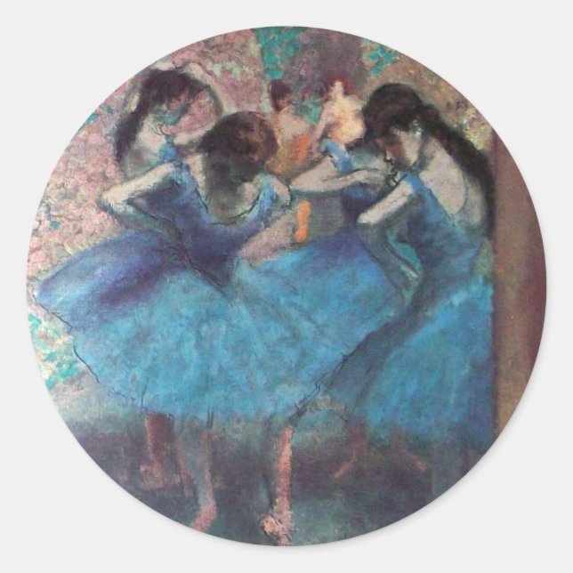 ADESIVO REDONDO ESCOLA DE DANÇA, BALÉ DE BALLERINA EM AZUL (Frente)
