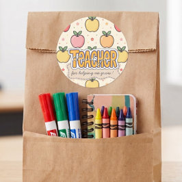 Adesivo Redondo Escola de Professor Amarelo Padrão de Maçã