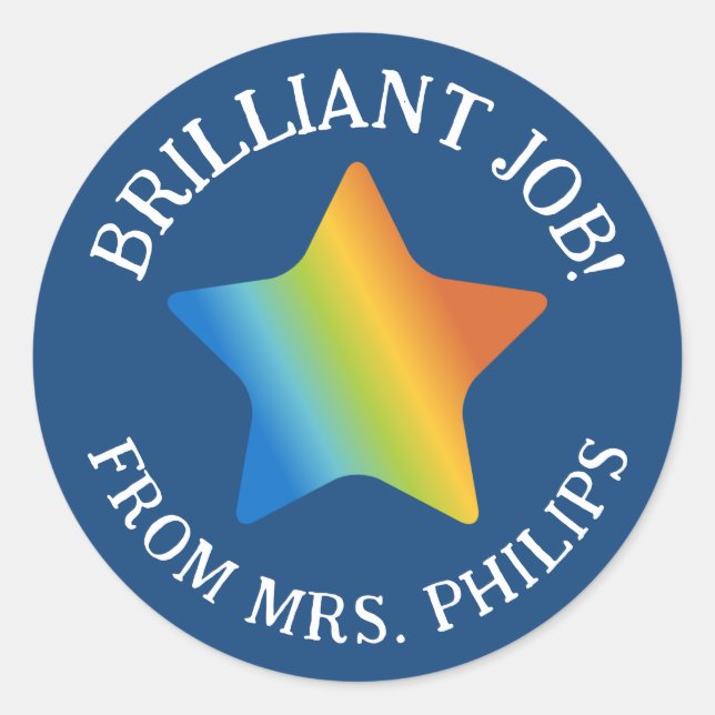 Adesivo Redondo Escola de Trabalho Brilhante de Estrelas de Gradie (Frente)