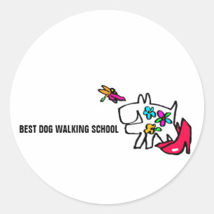 Adesivo Redondo Escola do passeio/treinamento do cão