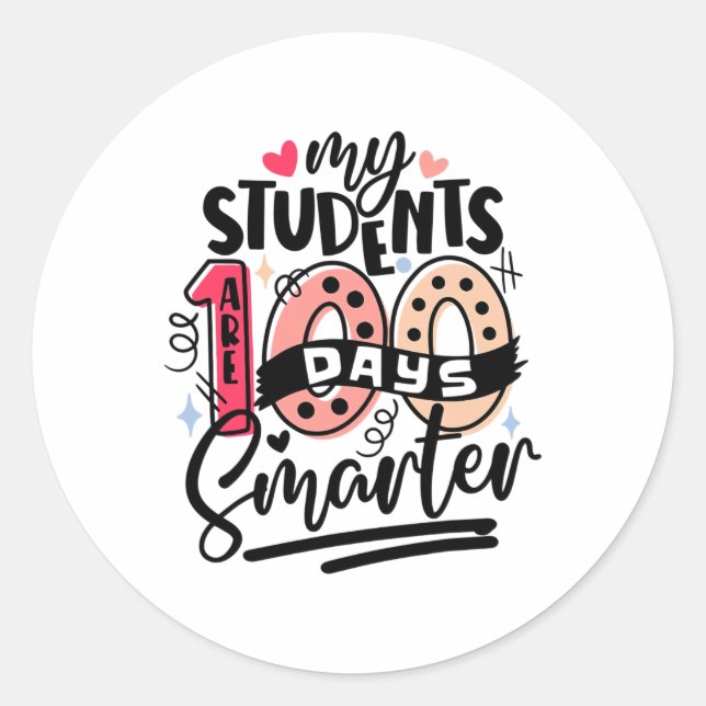Adesivo Redondo Escola Meus Estudantes São 100 Dias Mais Inteligen (Frente)