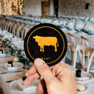 Adesivo Redondo Escolha de Comida de Casamento de Carne Chique Pre