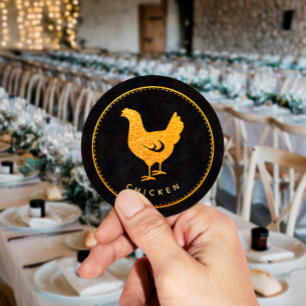 Adesivo Redondo Escolha de Comida de Casamento de Frango Chic Pret