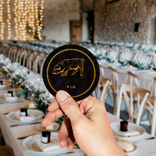 Adesivo Redondo Escolha de Comida para Casamento de Porco Chic Pre