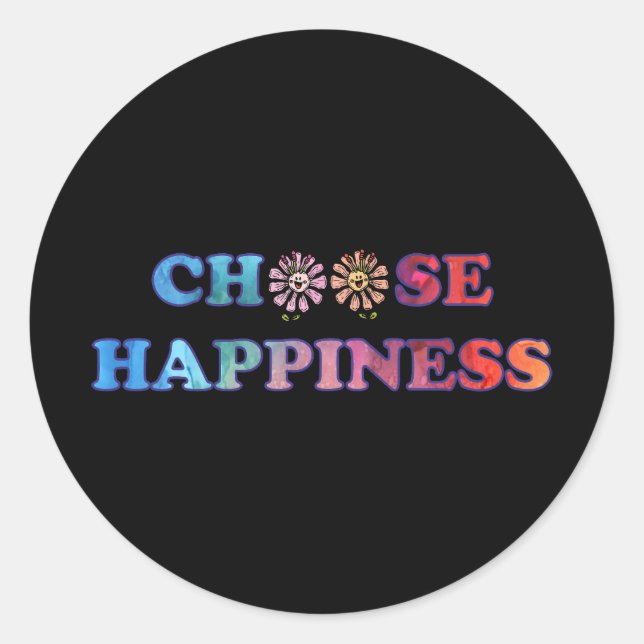 Adesivo Redondo Escolha Felicidade Arco-Íris (Frente)