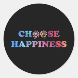 Adesivo Redondo Escolha Felicidade Arco-Íris