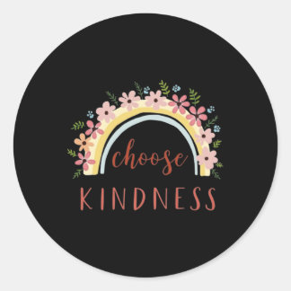 Adesivo Redondo Escolha gentileza Design do Arco-Íris Floral