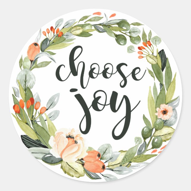 Adesivo Redondo Escolha Joy, Inspirational Faith Sticker (Frente)
