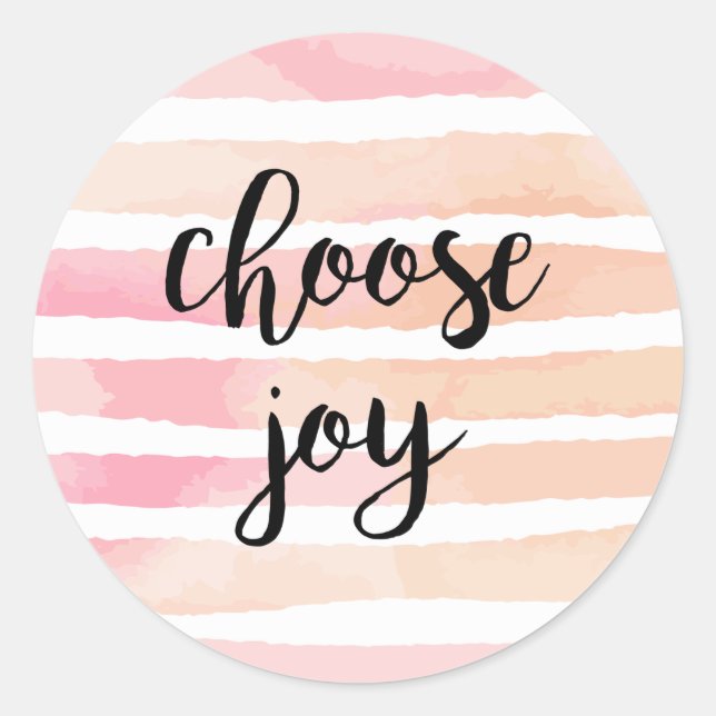 Adesivo Redondo Escolha Joy Inspiron Quote Watercolor Link (Frente)